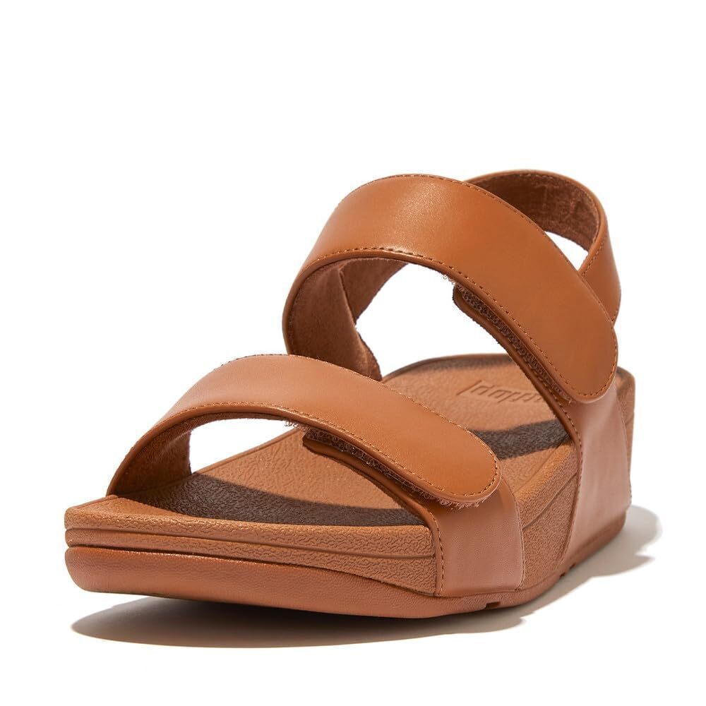 FitFlop Lulu Adjustable Leather Back-Strap Sandals, Color:, Tan, Size 8.5